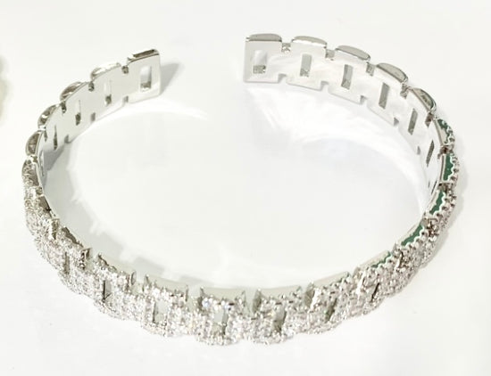 Cruze Bracelet Cuff Pave' - Silver