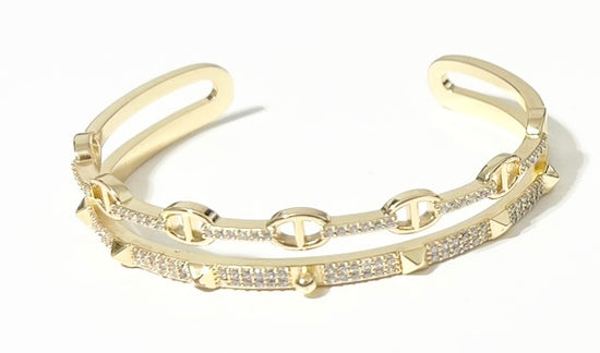 Double Jam Bracelet Cuff - Gold