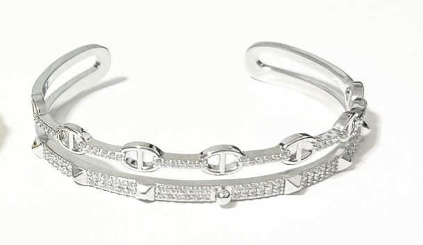 Double Jam Bracelet Cuff - Silver